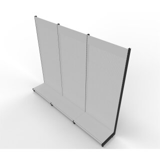 Wall shelf 240x300 cm (HxW), perforated metal back panel, gray